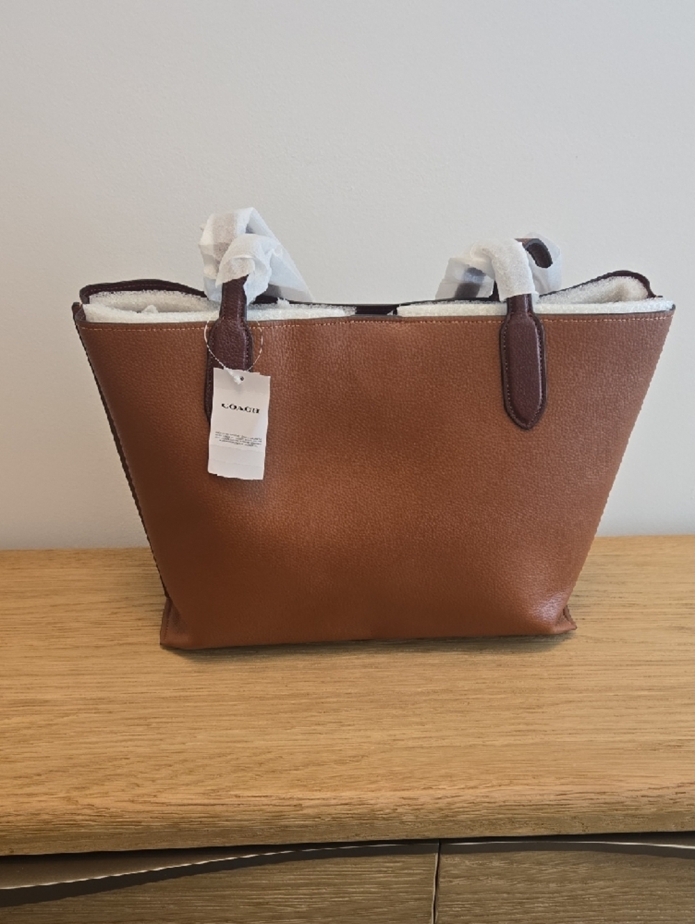 Coach Willow Brown Pebbled Leather Tote with Dark Trim NWT - Picture 3 of 10
